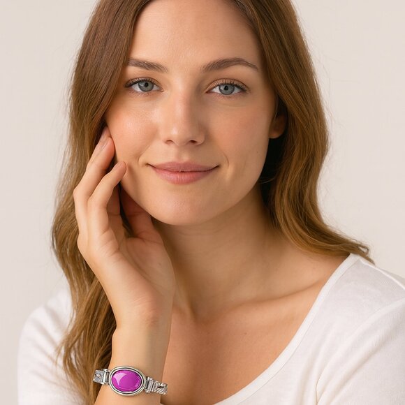 Purple Gemstone Silver Bracelet - Picture 3 of 5